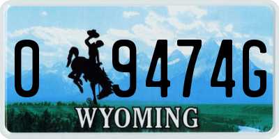 WY license plate 09474G