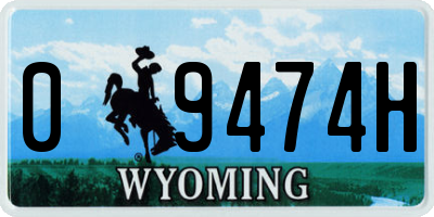 WY license plate 09474H