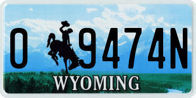 WY license plate 09474N