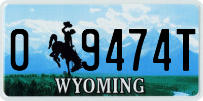WY license plate 09474T