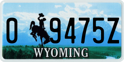 WY license plate 09475Z