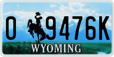 WY license plate 09476K