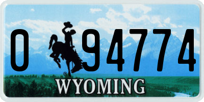 WY license plate 094774