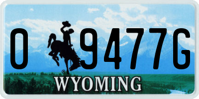 WY license plate 09477G