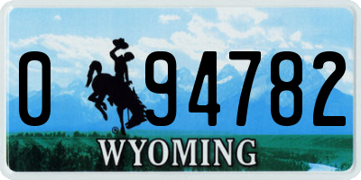 WY license plate 094782