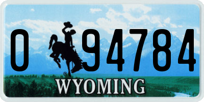 WY license plate 094784