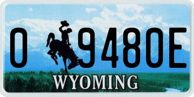 WY license plate 09480E