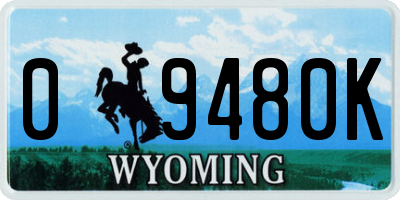WY license plate 09480K
