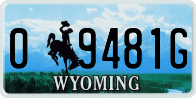WY license plate 09481G