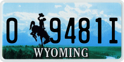 WY license plate 09481I