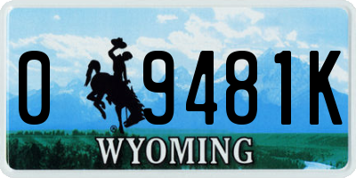 WY license plate 09481K