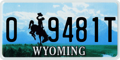 WY license plate 09481T