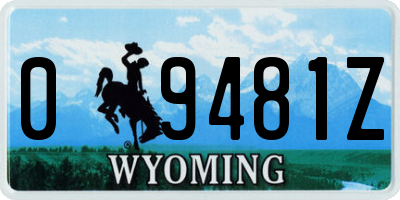 WY license plate 09481Z