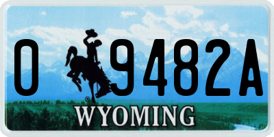 WY license plate 09482A