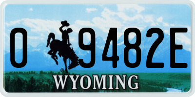 WY license plate 09482E