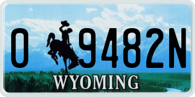 WY license plate 09482N