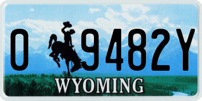 WY license plate 09482Y