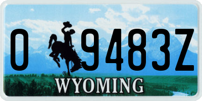 WY license plate 09483Z