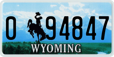 WY license plate 094847