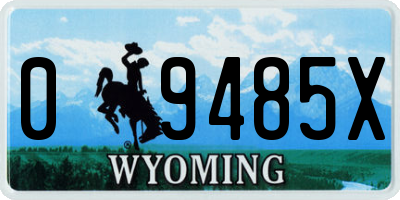 WY license plate 09485X