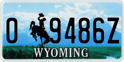 WY license plate 09486Z