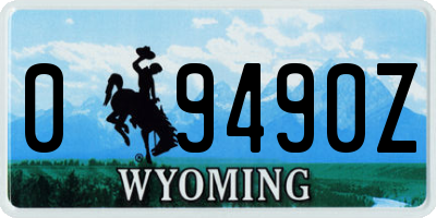 WY license plate 09490Z