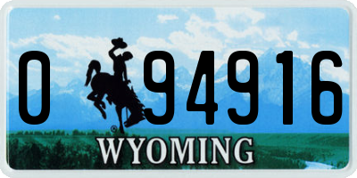 WY license plate 094916