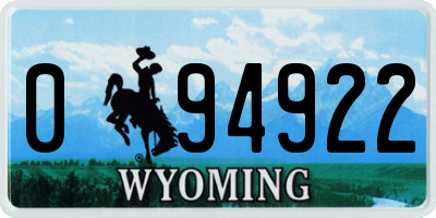 WY license plate 094922