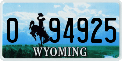 WY license plate 094925
