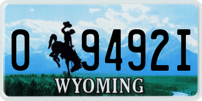 WY license plate 09492I