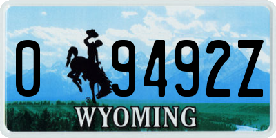 WY license plate 09492Z