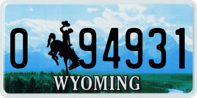 WY license plate 094931