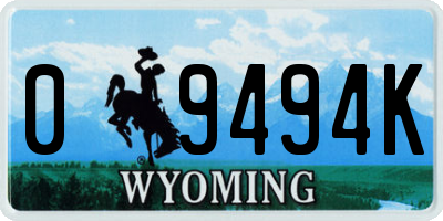 WY license plate 09494K