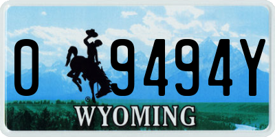 WY license plate 09494Y