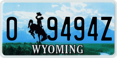 WY license plate 09494Z