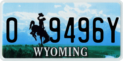 WY license plate 09496Y