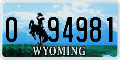 WY license plate 094981