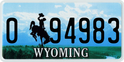 WY license plate 094983