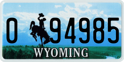 WY license plate 094985