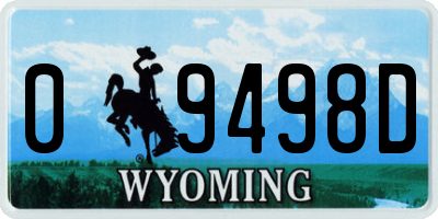 WY license plate 09498D