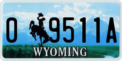 WY license plate 09511A