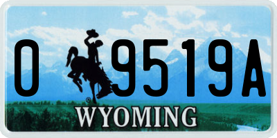 WY license plate 09519A