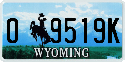 WY license plate 09519K