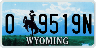 WY license plate 09519N