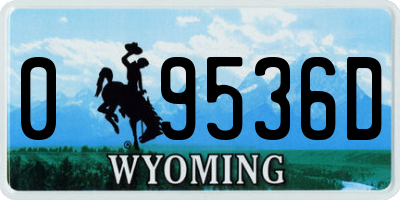 WY license plate 09536D