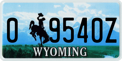 WY license plate 09540Z