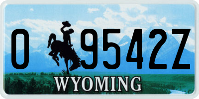 WY license plate 09542Z