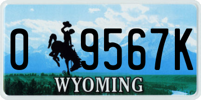 WY license plate 09567K