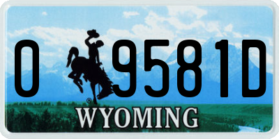 WY license plate 09581D