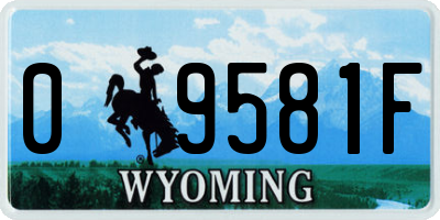 WY license plate 09581F